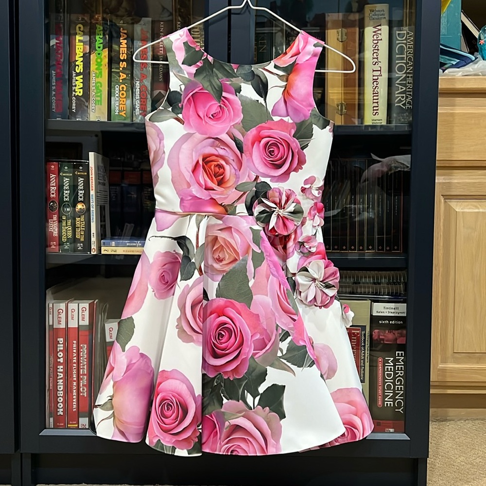 Girls Floral David Charles Gold Label Dress. Size 10. Made in England.